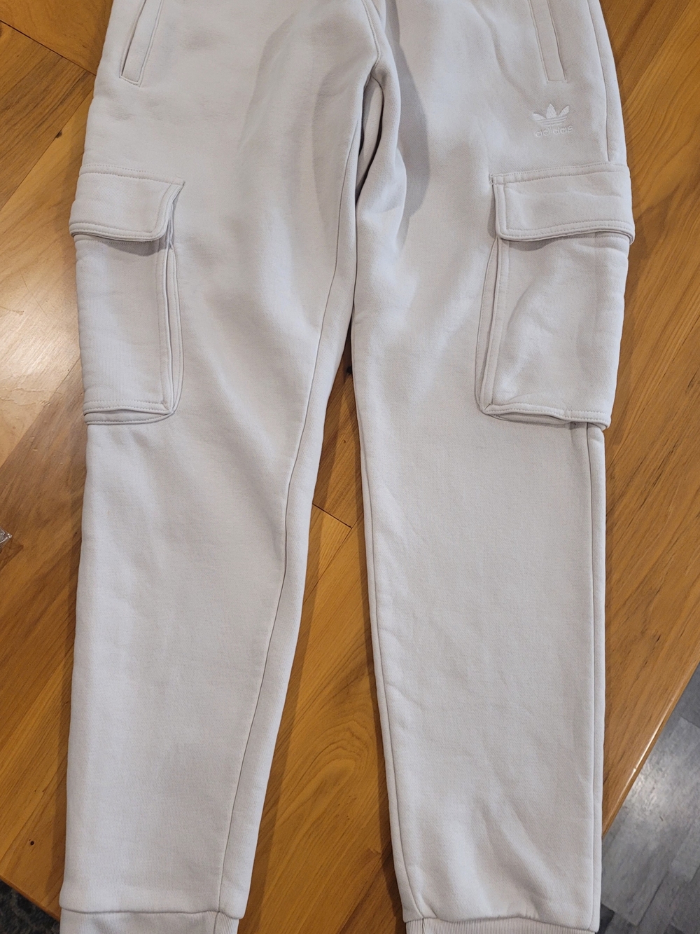 adidas Men’s Light Gray Cargo Sweat Joggers with Trefoil